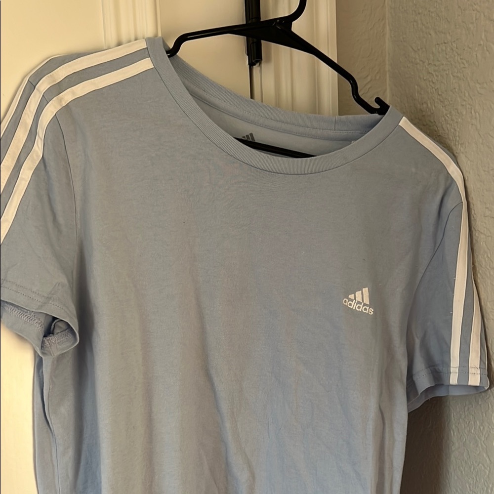 Adidas Teen Girls Sky Blue Tee with White Accents
